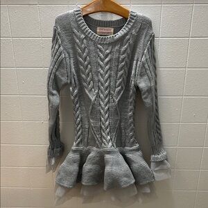 Cherokee Gray Knit Holiday Kids Dress